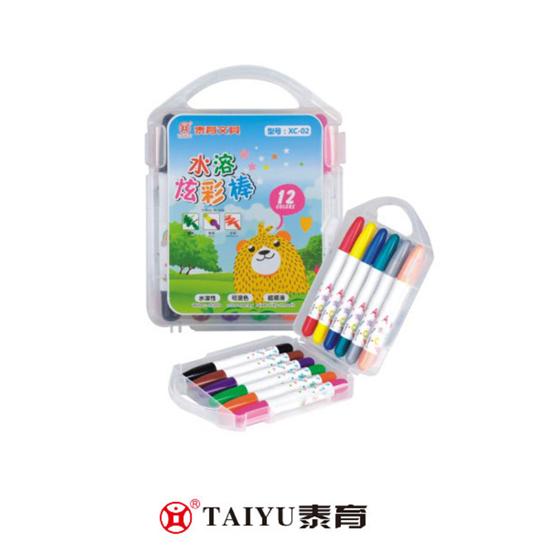 Os alunos usam giz de cera na caixa Pp Crayon-XC 02 solúvel em água com glitter