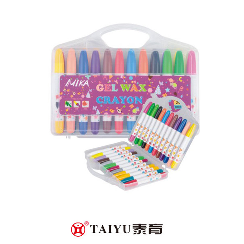 Os alunos usam giz de cera 24 cores na caixa Pp Smooth Painting Crayon-XC 02